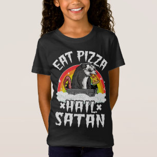 Camiseta Coma Pizza Hail Satã Ogambm Rainbow Kids Funny De
