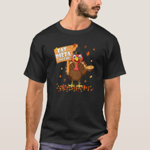 Camiseta Coma Pizza & Salve o Peru Adulto Vegano Dia de Açã