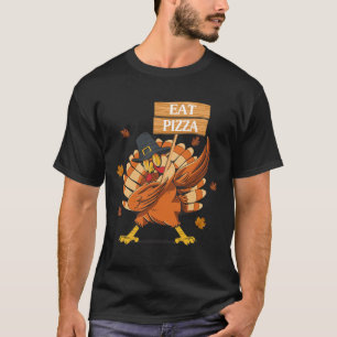 Camiseta Coma Pizza Vegan Ação de Graças Dabbing Turkey Fal