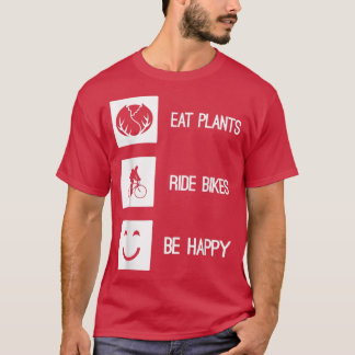 Camiseta Coma Plantas Andam Bikes Sentem-Se Felizes Vegan V