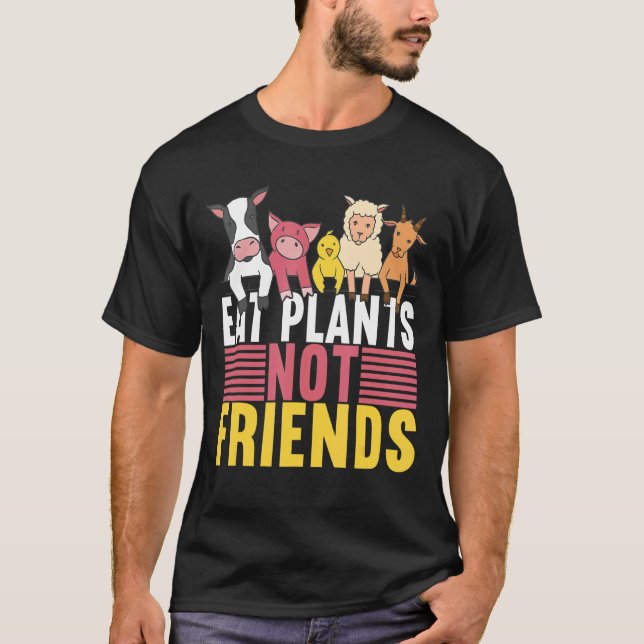 Camiseta Coma Plantas Não Amigos Vegan Veggie Veganismo (Frente)