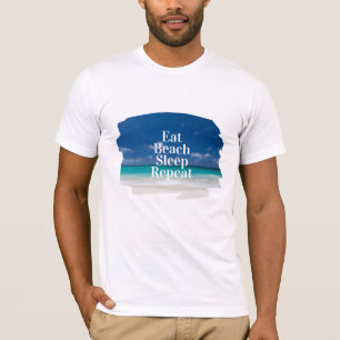 Camiseta Coma Praia Dormir Repetir Água Turquesa Tropical