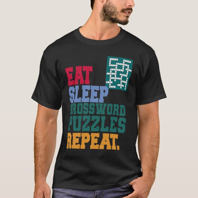 Camiseta Coma Quebra-cabeça de Palavra-Cruzada do Sleep Rep (Frente)