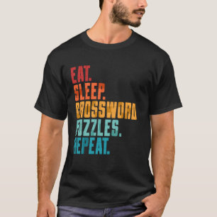Camiseta Coma Quebra-cabeça de Palavra Cruzada do Sono Repe