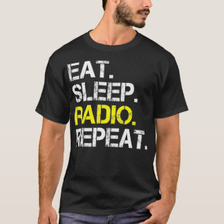 Camiseta Coma rádio do sono Repetir o dote de rádio engraça