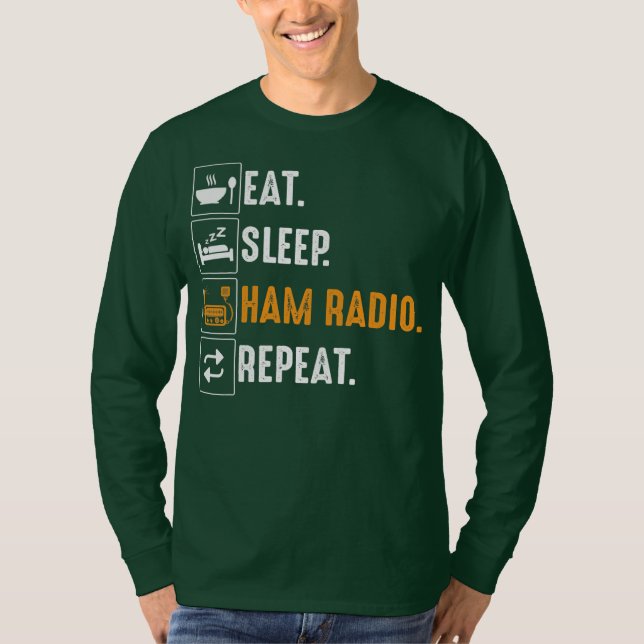 Camiseta Coma rádio Ham do Sono Repetir Rádio Humor HAM (Frente)
