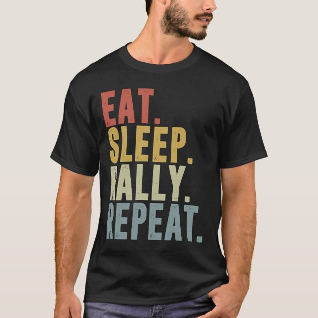 Camiseta Coma Rally Sleep Repete Rally Dirigindo Rally Carr (Frente)