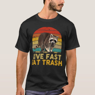 Camiseta Coma rápido e viva Trash Funny Raccoon Camp Vintag