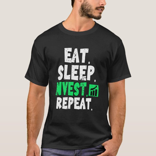 Camiseta Coma Repetição de Invest Sleep Repetição de Crypto (Frente)