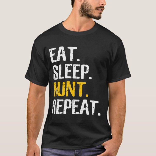 Camiseta Coma Repetições De Caça Ao Sono - Para Caçá-Lo Esp (Frente)