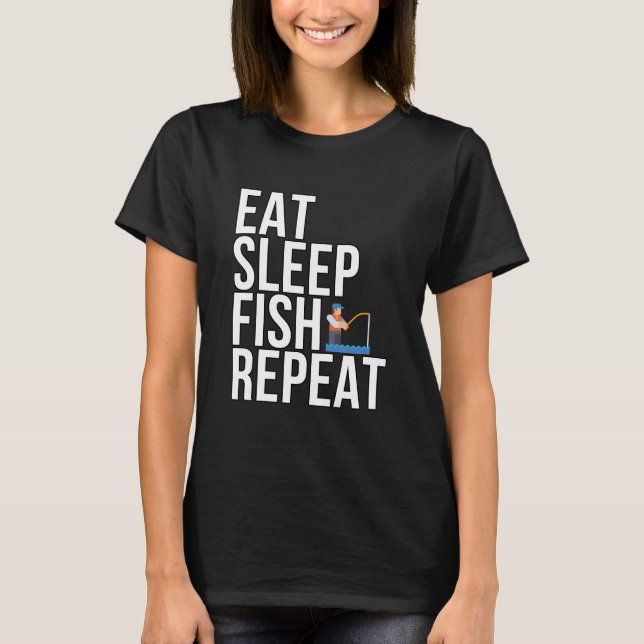 Camiseta Coma Repetições De Peixe Dormindo - Para Pescar. (Frente)