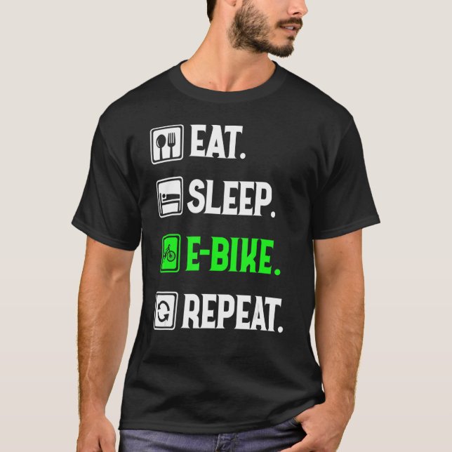 Camiseta Coma Repetições E-Bike Do Sono, Amor À E-Bike, Eng (Frente)