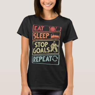 Camiseta Coma Retro Dormir Parar Metas Repetir Vintage Gelo
