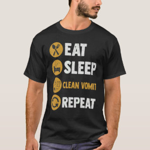 Camiseta Coma roupa limpa do vômito do sono Repetidamente p