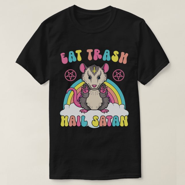 Camiseta Coma Satã de granizo de lixo Kawaii Pastel Gótico  (Frente do Design)