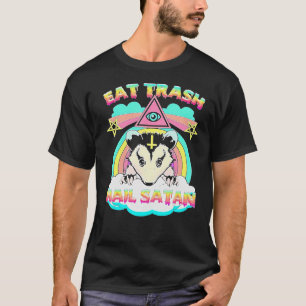 Camiseta Coma Satã de granizo do lixo Raccoon Pentagram Ga