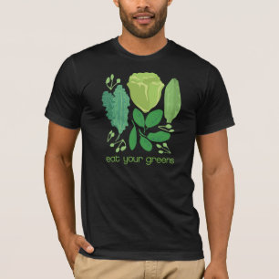 Camiseta Coma seu t-shirt misturado verdes da alface