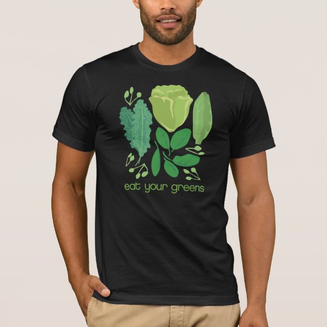 Camiseta Coma seu t-shirt misturado verdes da alface (Frente)