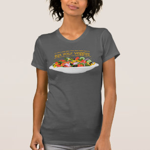 Camiseta Coma seus vegetais Cite salada fresca misturar tig