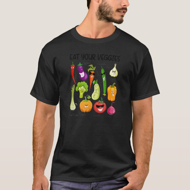 Camiseta Coma seus vegetais Estilo 90s Estilo Vegetal Vegan (Frente)