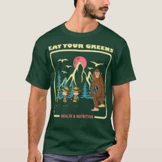 Camiseta Coma seus Verdes Saúde Ampla Nutrição Pé Grande