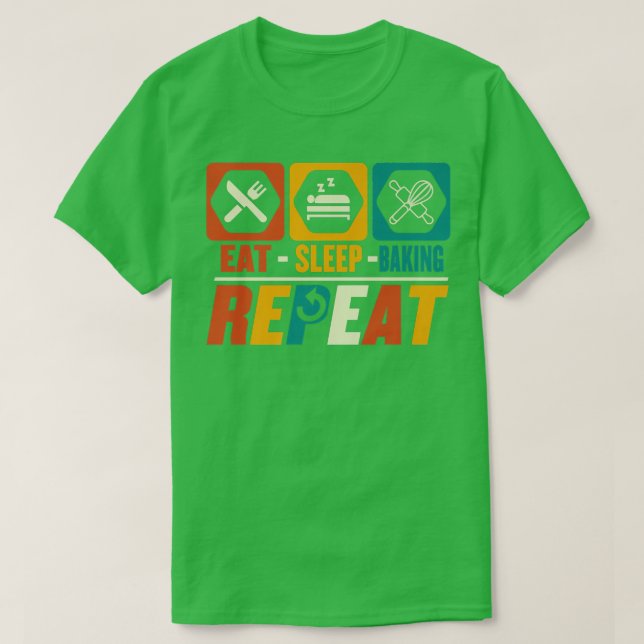 Camiseta Coma Sleep Baking Repetindo Funny Baking Baker Lov (Frente do Design)