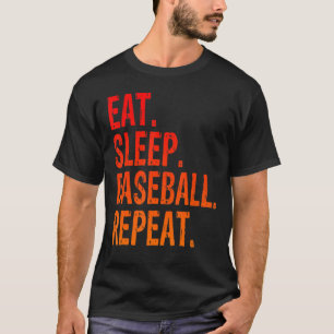 Camiseta Coma Sleep Baseball Repetir Jogador De Baseball Fu