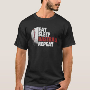 Camiseta Coma Sleep Baseball Repetir Jogador De Baseball Fu