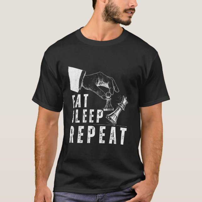 Camiseta Coma Sleep Chess Repita Chess Player Engraçado Che (Frente)