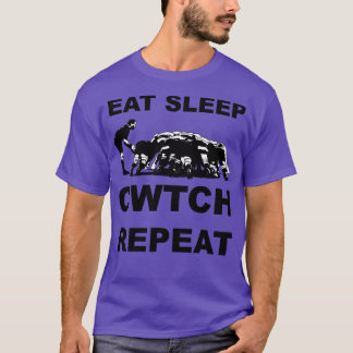 Camiseta Coma Sleep Cwtch Repete Welsh Rugby Humor