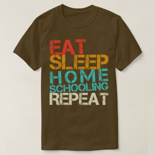 Camiseta Coma Sleep Home Schooling Repetir Retrato Estudo d (Frente do Design)