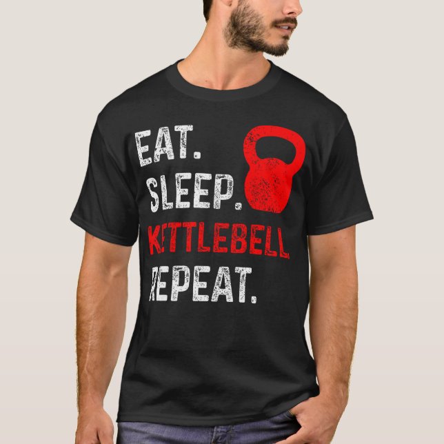 Camiseta Coma Sleep Kettlebell Repetir Malhação Gym (Frente)