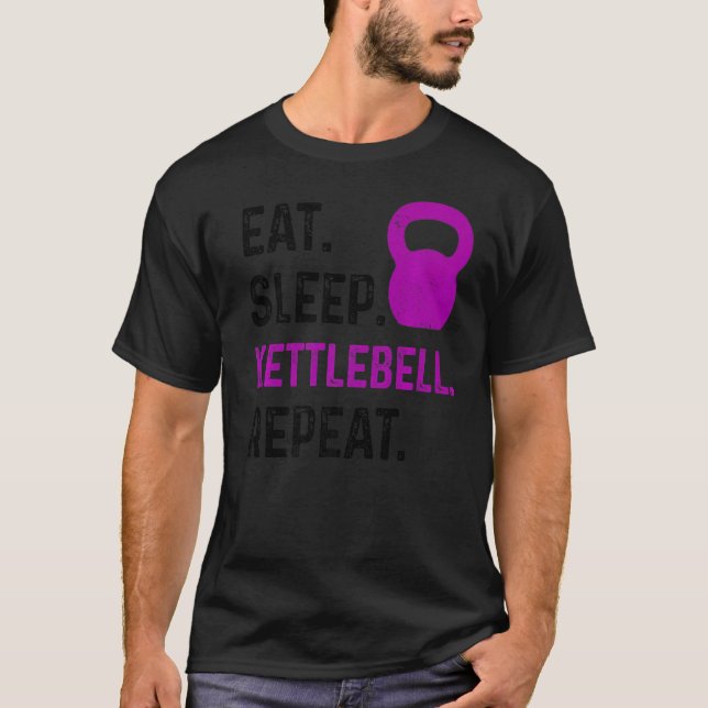Camiseta Coma Sleep Kettlebell Repetir Malhação Gym (Frente)