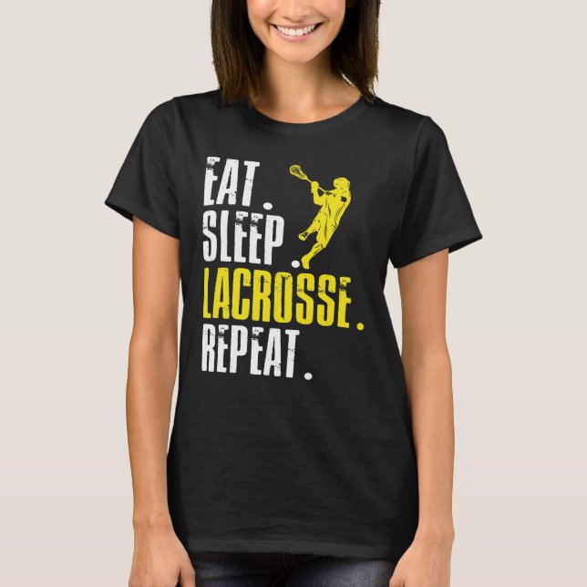 Camiseta Coma Sleep Lacrosse Repete O Esporte Lax (Frente)