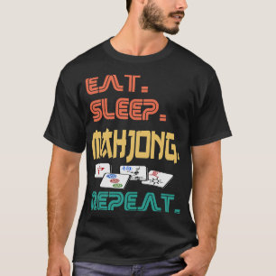 Camiseta Coma Sleep Mahjong Repete Divertido Azulejo Judeu
