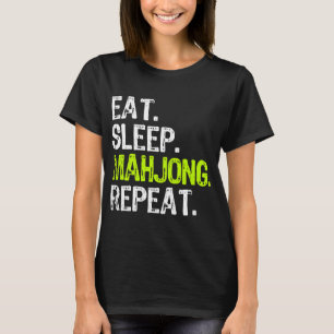 Camiseta Coma Sleep Mahjong Repetir Jogador Engraçado