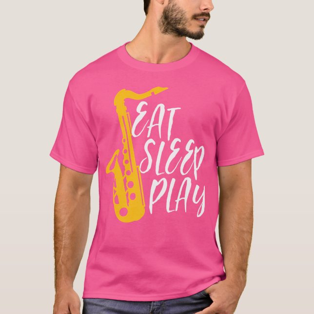 Camiseta Coma Sleep Play Saxophone Player Orchestra Music J (Frente)