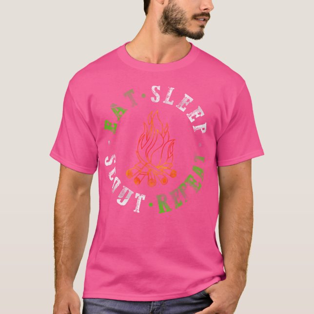 Camiseta Coma Sleep Scout Repita O Esboço De Acampamento Pa (Frente)