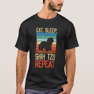 Camiseta Coma Sleep Shih Tzu Repete Cães Vintage Paw Paw