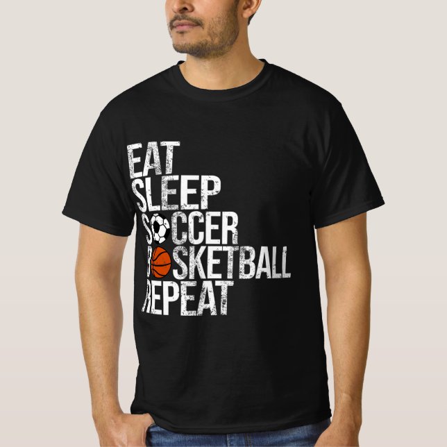 Camiseta Coma Sleep Soccer Basquete Repete Bola Divertida (Frente)