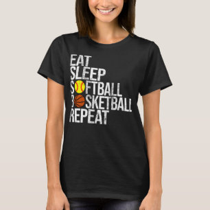 Camiseta Coma Sleep Softball Basball Repete Bola Engraçada