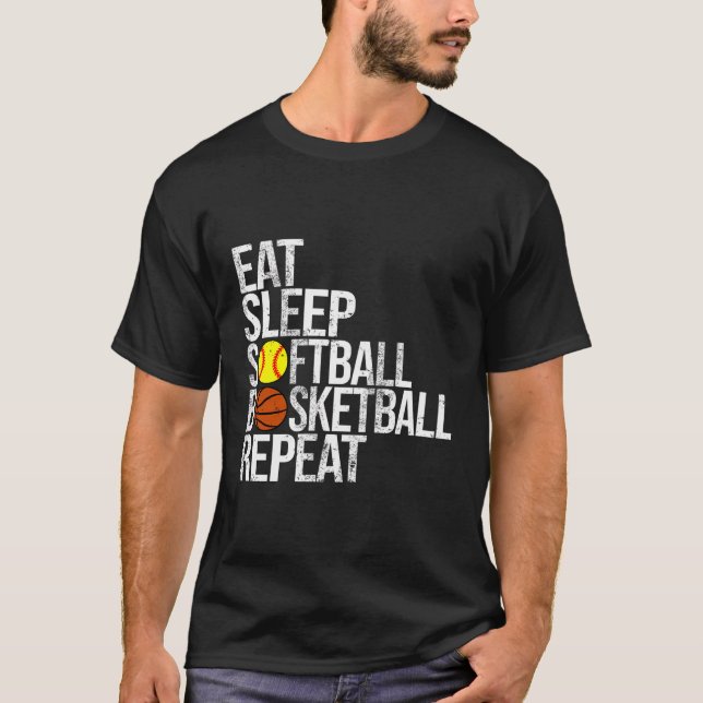 Camiseta Coma Sleep Softball Basball Repete Bola Engraçada (Frente)