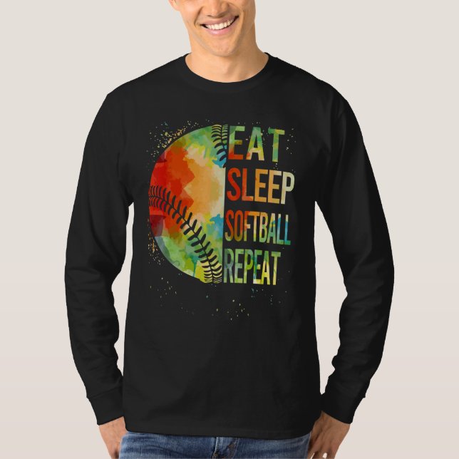 Camiseta Coma Sleep Softball Repete Catcher Pitcher Juventu (Frente)