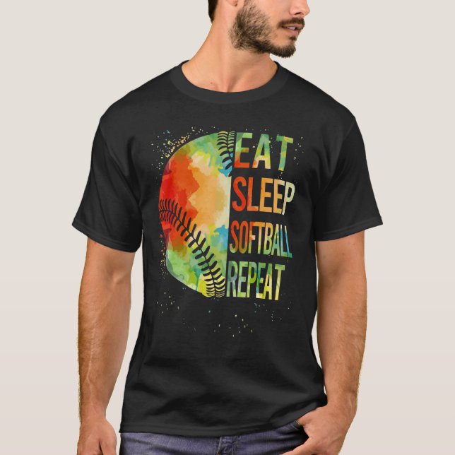 Camiseta Coma Sleep Softball Repete Catcher Pitcher Juventu (Frente)