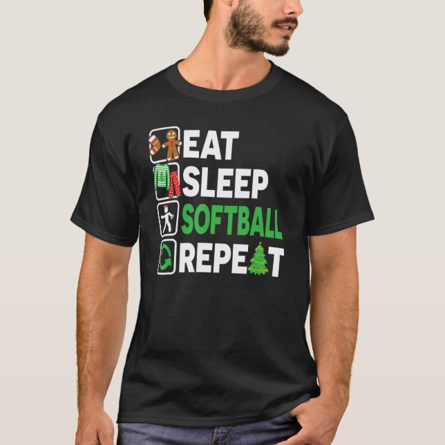 Camiseta Coma Sleep Softball Repete Natal Jama Teen K (Frente)