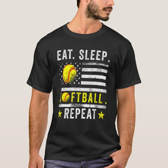 Camiseta Coma Sleep Softball Repete Softball Treinador Amer (Frente)
