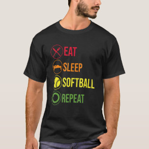 Camiseta Coma Sleep Softball Repetir Jogo Softball Softball