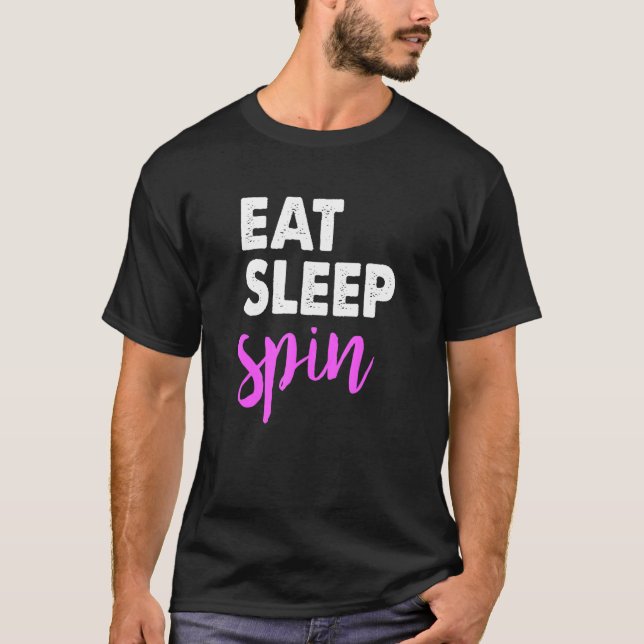 Camiseta Coma Sleep Spin Gym Sayings Spinning Classe Workou (Frente)