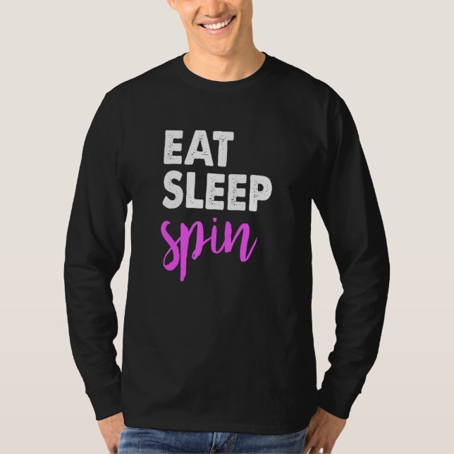 Camiseta Coma Sleep Spin Gym Sayings Spinning Classe Workou (Frente)
