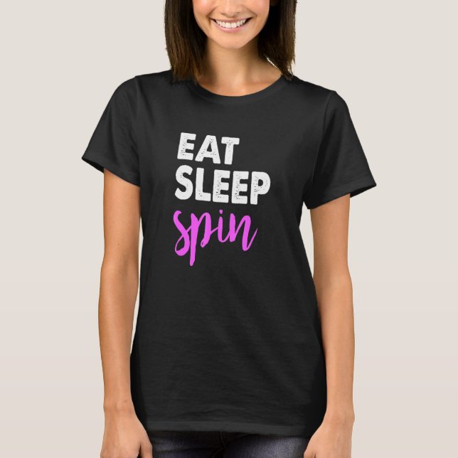 Camiseta Coma Sleep Spin Gym Sayings Spinning Classe Workou (Frente)